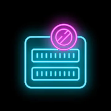 Neon server icon showing blocked access to database イラスト素材