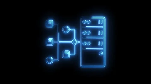 Neon server network diagram animation on black background Stock Footage 308179307