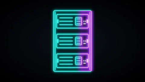 Neon server rack animation: data center technology and cloud computing concep 動画素材 344861824