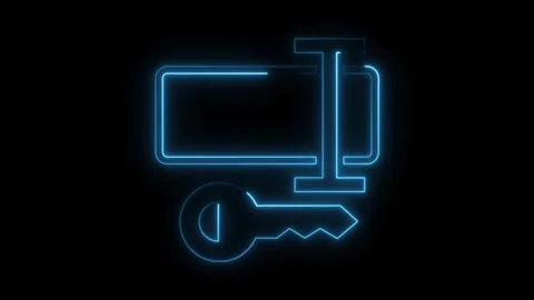 Neon server security authentication encryption with key graphic animation c.. Stock Footage 308286222
