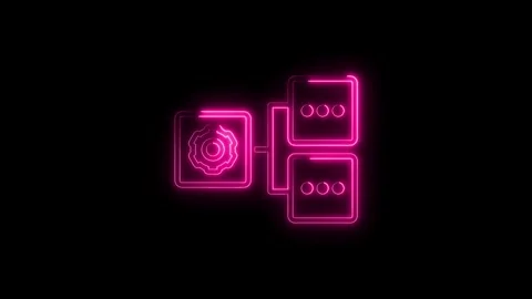 Neon server setting and data node connection on black background technology.. Stock Footage 314542218