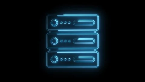 Neon server stack animation on black background data center and cloud computi Stock Footage 314537913