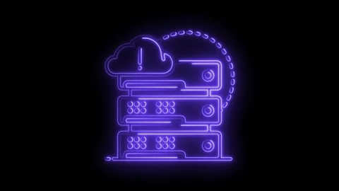 Neon servers cloud warning alert concept for cybersecurity network infrastr.. Stock Footage 316673074