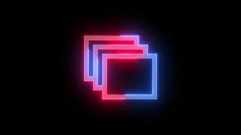 Neon set icon blue red color glowing animated black background Stock Footage 273692073