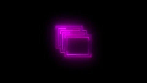 Neon set icon glowing black background animation Stockbeeldmateriaal 289632032