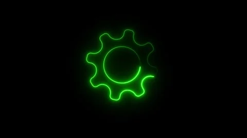 Neon settings icon animation isolated. gear setting icon, Spinning gears icon Stock Footage 295857552