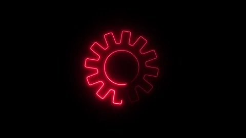 Neon settings icon animation isolated. gear setting icon, Spinning gears icon Stock Footage 295857574