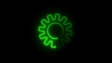 Neon settings icon animation isolated. gear setting icon, Spinning gears icon Video stock 295857575