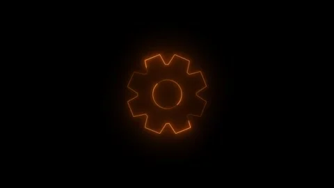 Neon settings solid icon glowing black background animation Stock Footage 289632056