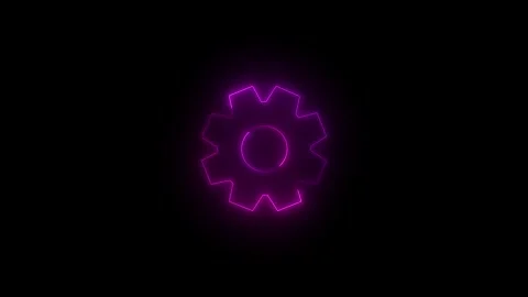 Neon settings solid icon glowing black background animation Stock Footage 289632068