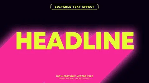 Neon shadow text effect style Editable text effect style shadow 3d Stock Illustration