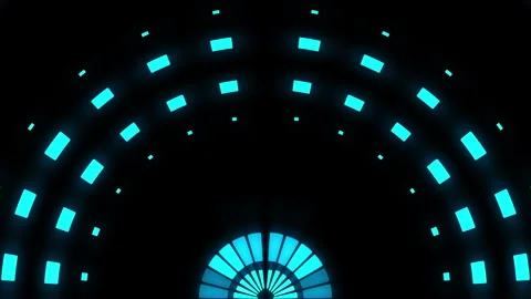 Neon shape spotlight party game showroom Stock Footage 301393176