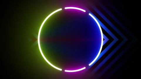 Neon shape spotlight party game showroom Stock Footage 301393192