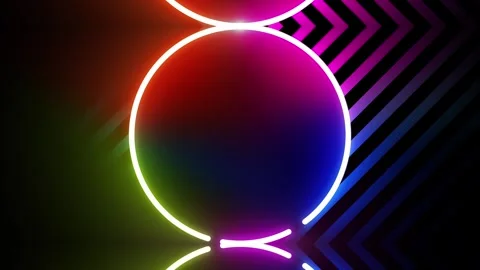 Neon shape spotlight party game showroom Stock Footage 301393201