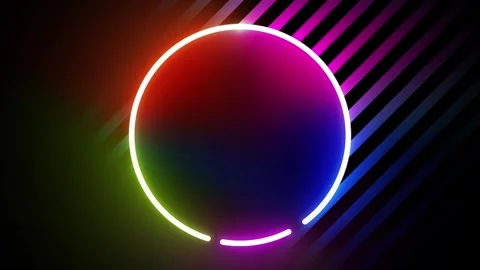 Neon shape spotlight party game showroom Stock Footage 301393208