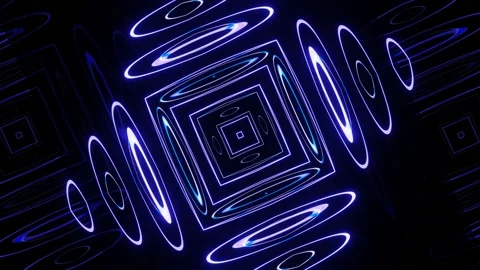 Neon shapes bright multi-colored rotating on a black background Stock Footage 191526516