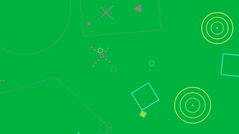 Neon shapes entering edges, orbiting and pulsing around core, forming HUD Stock Footage 333630558
