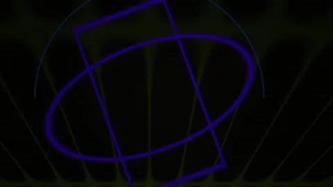 Neon Shapes Rotating on Dark Grid Background for Futuristic Technology Themes Stock Footage 343741595