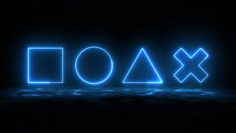 Neon shapes square circle triangle cross with neon light effect, geometric shape Stock Footage 242514121