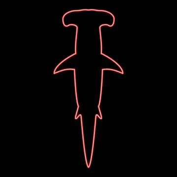 Neon shark hammer head red color vector illustration image flat style Stock Illustration