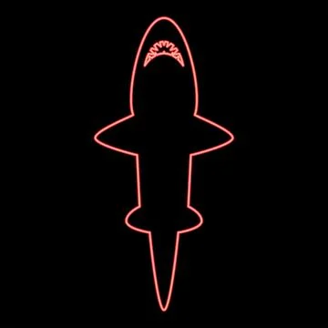 Neon shark red color vector illustration image flat style Stock Illustration
