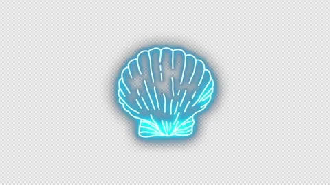 Neon shell stickers with alpha channel transparency Stock Footage 306311002
