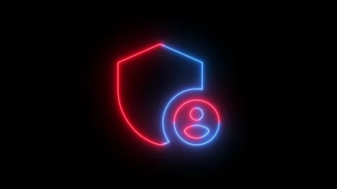 Neon Shield account variant on black background. Stock Footage 297952130