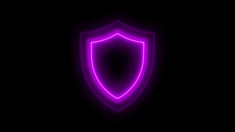 Neon shield animated pulsing cyber security protection outline loop on 4k b.. Stock Footage 344205513