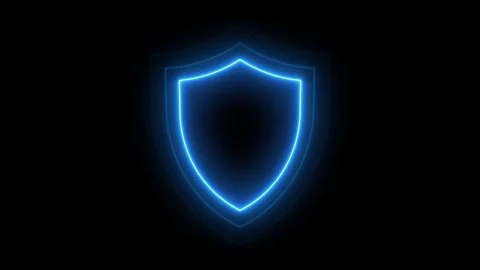 Neon shield animated pulsing cyber security protection outline loop on 4k b.. Stock Footage 344205518