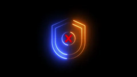 Neon Shield with Check Mark  Glowing Security, Protection, and Verification.. Stock Footage 309041672