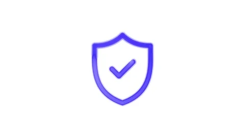 Neon Shield with Check Mark - Security, Protection, and Verification Icon Stock Footage 305166388