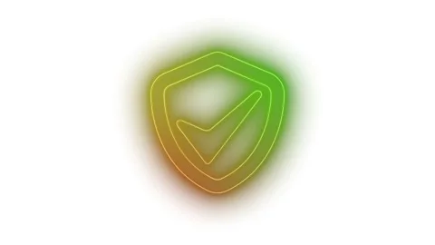 Neon Shield with Checkmark Animation Stock Footage 307708882