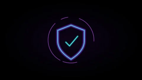 Neon shield with checkmark icon animation for cybersecurity and data protec.. Stock Footage 344861990