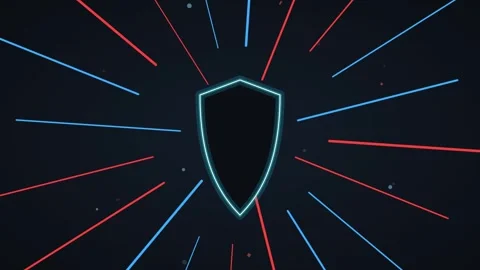 Neon shield cyber security concept with glowing data lines and digital prot.. Stock Footage 344860254