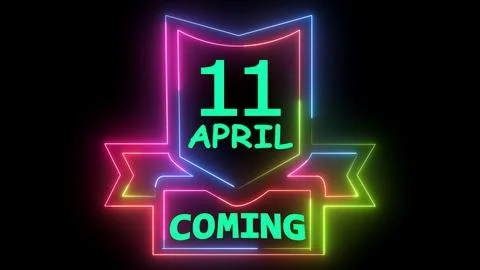 Neon shield frame for eleventh of april Stock Illustration