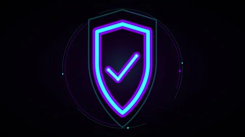 Neon shield icon animation with checkmark for cybersecurity and data protec.. Vidéo 344861992