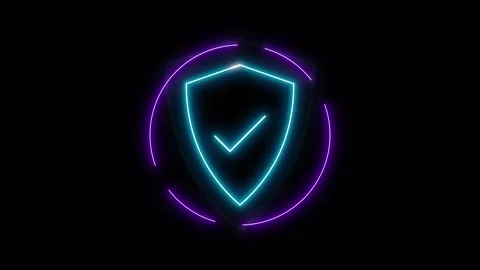 Neon shield icon with checkmark animation for cybersecurity and data protec.. Stock Footage 344862021