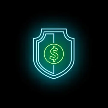 Neon shield protecting dollar sign financial security Stock Illustration
