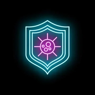 Neon shield protecting a virus against illness Stock Illustration