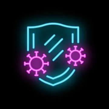 Neon shield is protecting from virus with its immune system Stock Illustration
