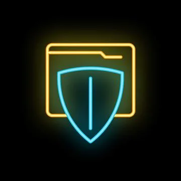 Neon shield protecting website data for online security Illustrazione stock