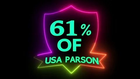 Neon Shield Shape Glowing with 61% of USA Parson Text Animation Stock Footage 328567410