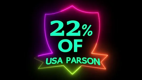 Neon Shield Shape Percent Text Animation USA Parson Concept Dynamic Clip Stock Footage 329542259