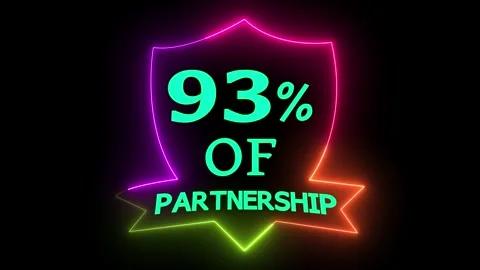 Neon Shield Shape Percentage Display 93% Partnership Dynamic Glowing Motion.. Stock Footage 329545186