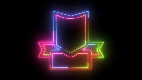 Neon shield shape with ribbon dynamic 스톡 동영상 330512264