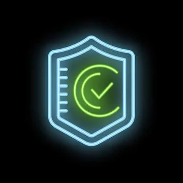 Neon shield showing valid document for verification Illustrazione stock