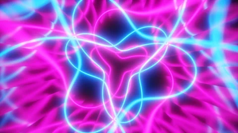 Neon shine spinning spirals. Thin lines. Electric frame. Video stock 220819334