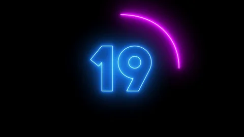 Neon shiny countdown seconds 20 to 0. Stock Footage 121857786
