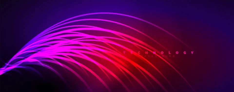 Neon shiny light abstract lines, light beams concept abstract background. Vector Illustrazione stock