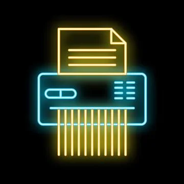 Neon shredder destroying document, secure confidential information disposal Stock Illustration